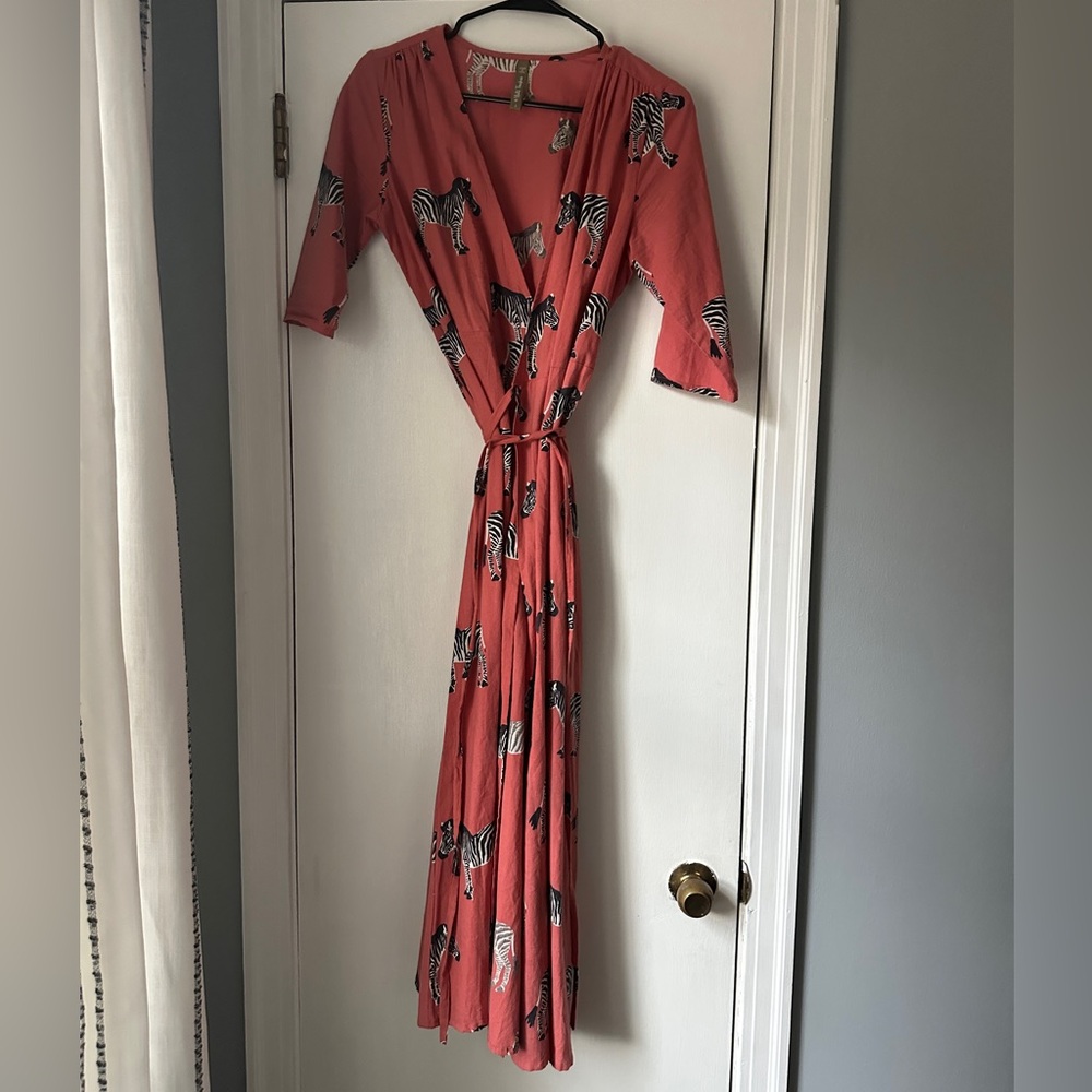 Fair Trade Aditi Zebra Print Wrap Dress - Picture 2 of 7